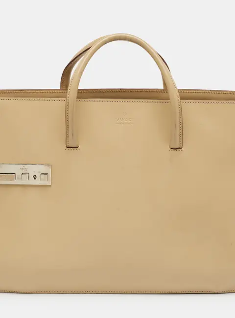 Gucci Vintage Beige Leather Briefcase