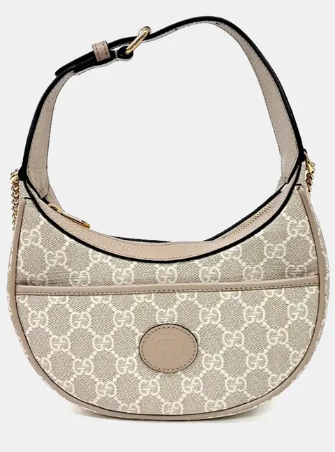 Gucci Beige PVC GG Half Moon Shape Mini Bag