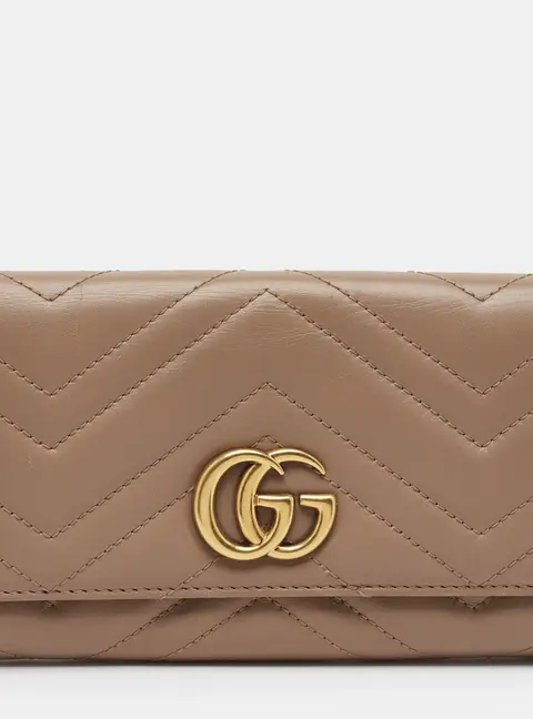 Gucci GG Marmont Beige Matelass&eacute; Leather Continental Wallet