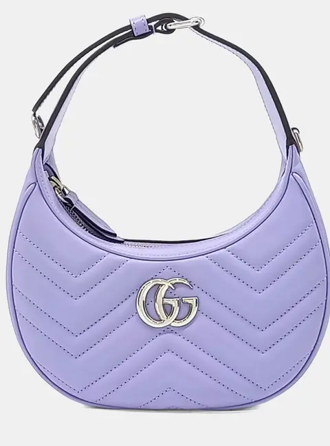 Gucci Purple Leather Marmont Half Moon Mini Shoulder Bag 699514