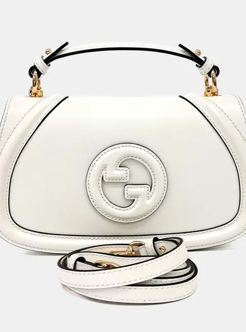Gucci White Leather Blondie Medium Top Handle Bag (815714)