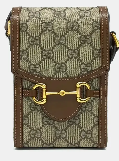 Gucci Horsebit 1955 Beige/Brown Coated Canvas Mini Bag