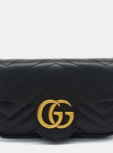 Gucci Matras&eacute; Super Black Leather Mini Crossbody Bag (476433)