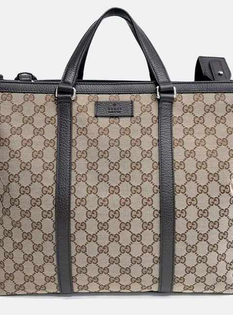 Gucci Jacquard Beige/Brown Coated Canvas Tote and Shoulder Bag