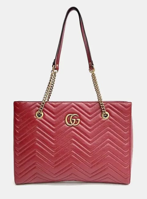 Gucci Medium Matelass&eacute; Red Leather Shoulder Bag