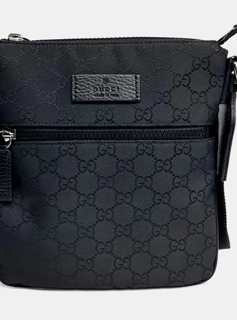 Gucci GG Black Canvas Messenger Bag (449183)