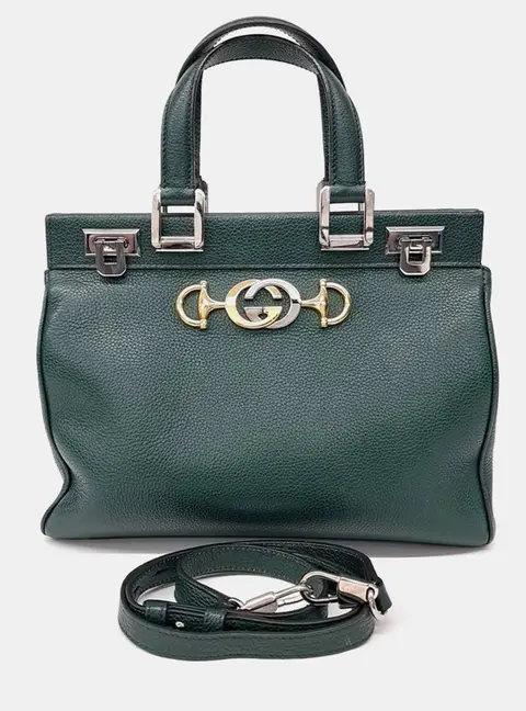 Gucci Zumi Green Leather Top Handle Bag Small (569712)