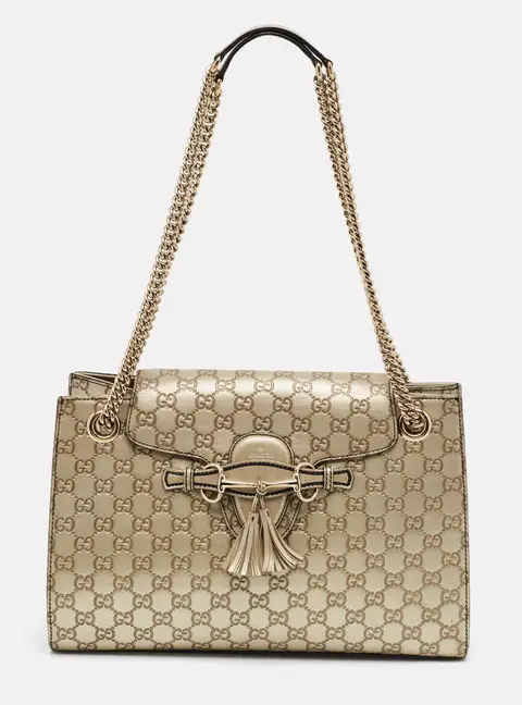 Gucci Emily Chain Large Gold Guccissima Leather Shoulder Bag