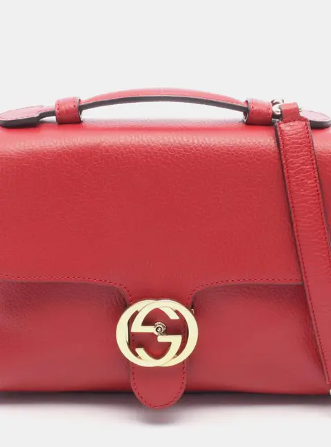 Gucci Dollar Red Leather Top Handle Bag