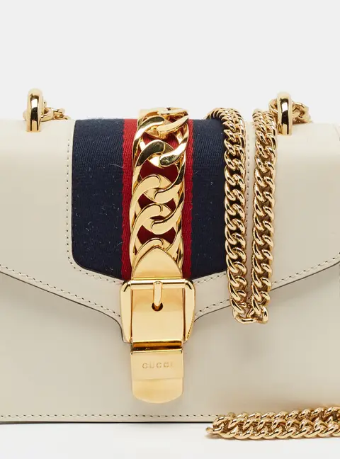 Gucci Sylvie Mini Off White Leather Shoulder Bag