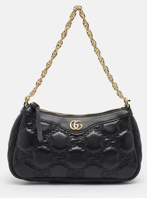 Gucci Black GG Puffer Leather Shoulder Bag