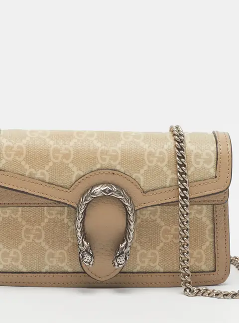 Gucci Dionysus Super Mini Beige GG Supreme Canvas and Leather Shoulder Bag