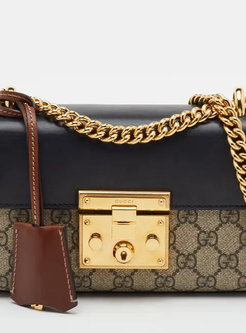 Gucci Padlock Small Beige/Black GG Supreme Canvas and Leather Shoulder Bag
