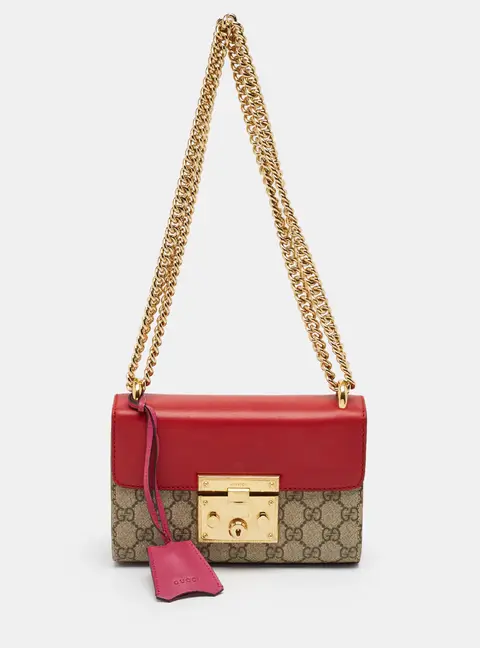 Gucci Padlock Small Tricolor GG Supreme Canvas and Leather Shoulder Bag