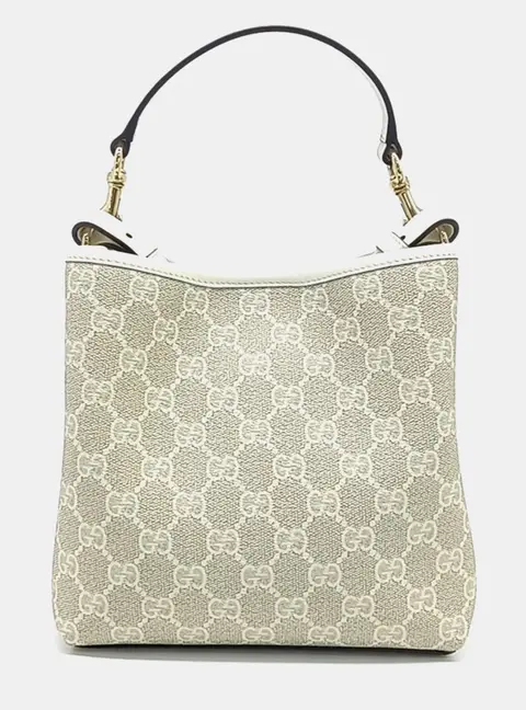 Gucci Cream Canvas GG Emblem Small Bucket Bag (815118)