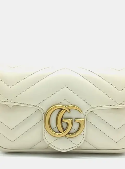 Gucci White Leather Matras&eacute; Super Mini Crossbody Bag