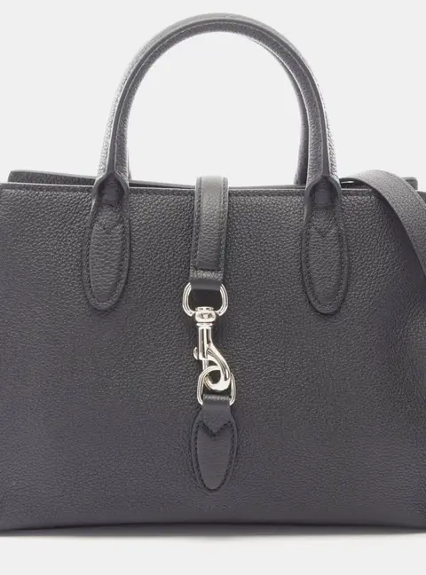 Gucci Jackie Medium Black Pebbled Leather Shoulder Tote Bag