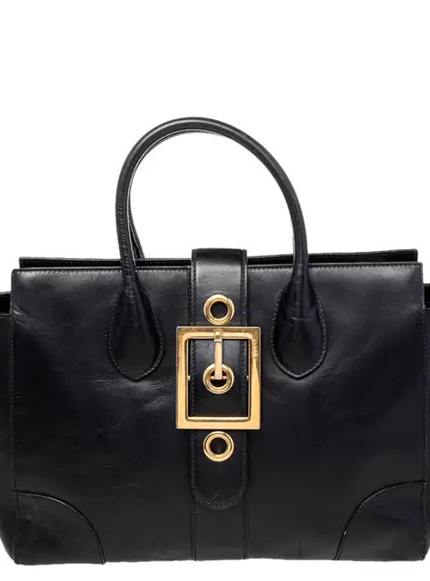 Gucci lady buckle Black Leather Tote Bag