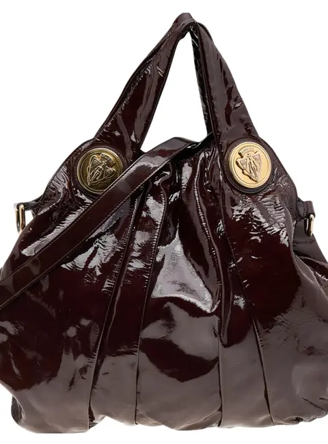 Gucci Hysteria Burgundy Patent Leather Tote Bag