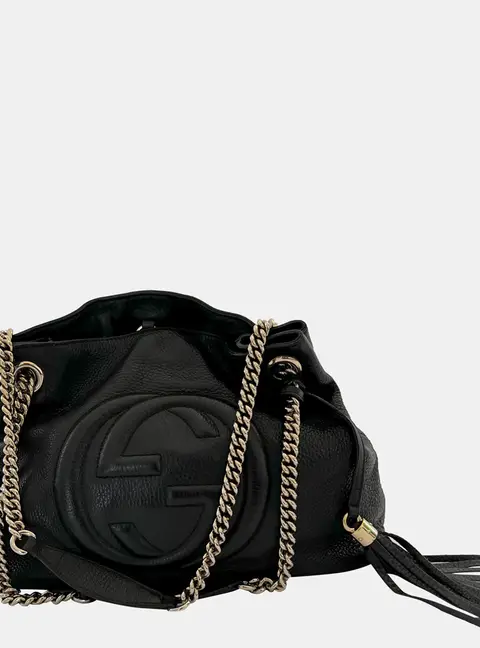 Gucci Black Pebbled Leather Medium Soho Chain Shoulder Bag