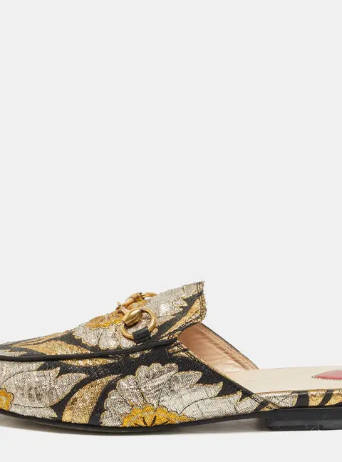 Gucci Princetown Size 34 Multicolor Lurex Fabric Mules