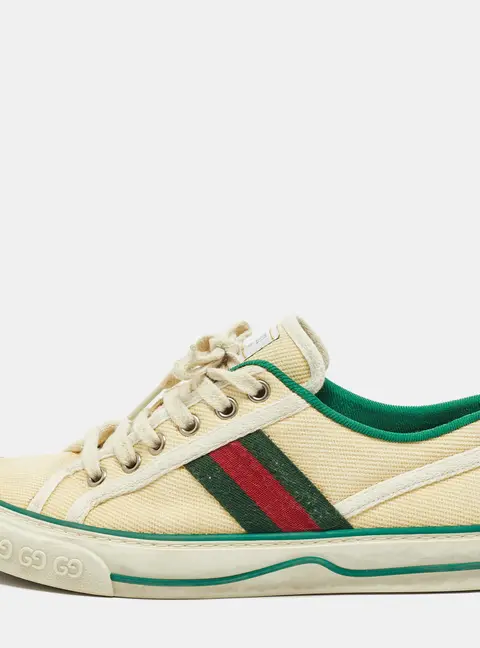 Gucci Tennis 1977 Size 37.5 Cream Canvas Low Top Sneakers