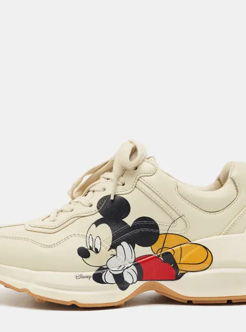 Gucci x Disney Rhyton Size 36 Off White Leather Mickey Mouse Sneakers