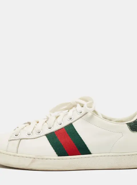 Gucci Ace Web Size 35 White Leather Low Top Sneakers
