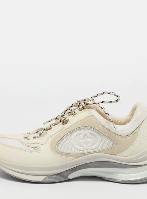 Gucci Run Size 39 Cream/White Leather and Mesh Low Top Sneakers