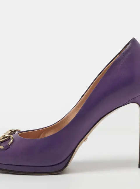 Gucci Jolene Size 38 Purple Leather Pumps