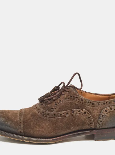 Gucci Brown Suede Brogue Oxfords Size 36.5