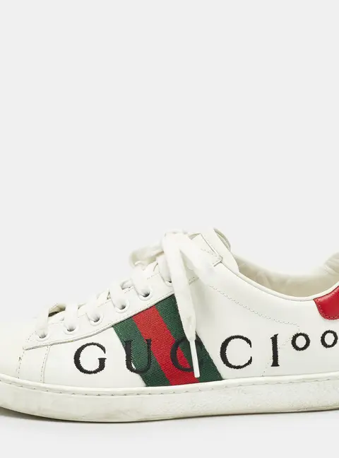 Gucci White Leather Web  Ace Low Top Sneakers Size 37