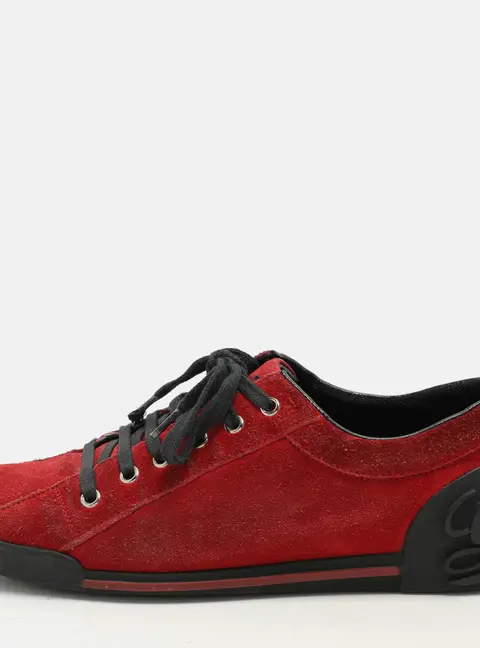 Gucci Red Suede Low Top Sneakers Size 38