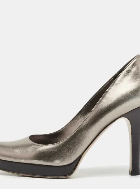 Gucci Metallic Leather Platform Pumps Size 38