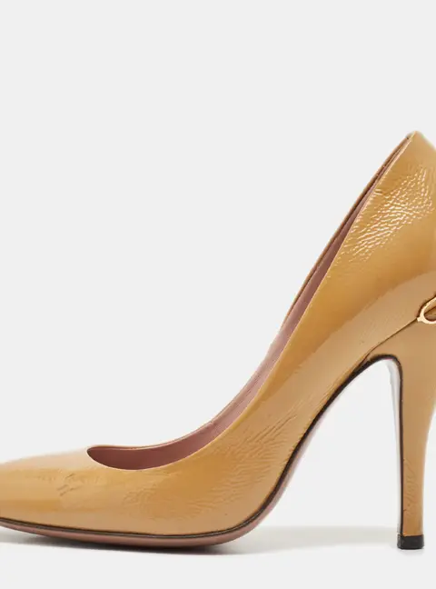 Gucci Dusty Pink Patent Leather Charlotte Pumps Size 37