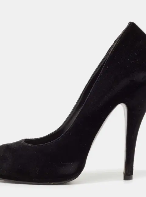 Gucci Black Velvet Peep Toe Pumps Size 38.5