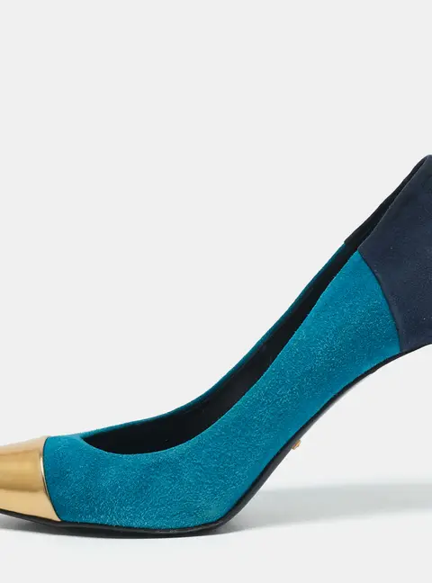 Gucci Tricolor Suede and Leather Pointed Cap Toe Pumps Size 40