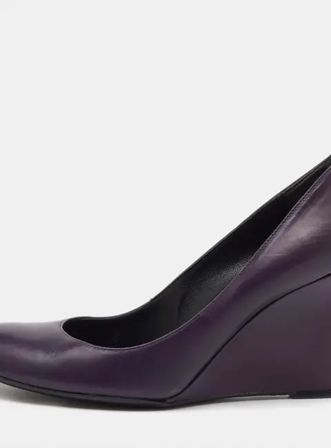 Gucci Purple Leather Wedge Round Toe Pumps Size 38.5