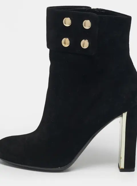 Gucci Size 39 Black Suede Studded Ankle Length Boots