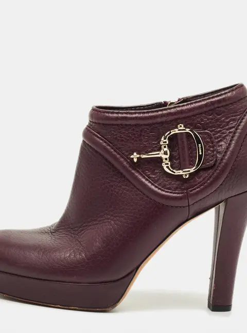 Gucci Size 38 Burgundy Leather Zip Up  Booties