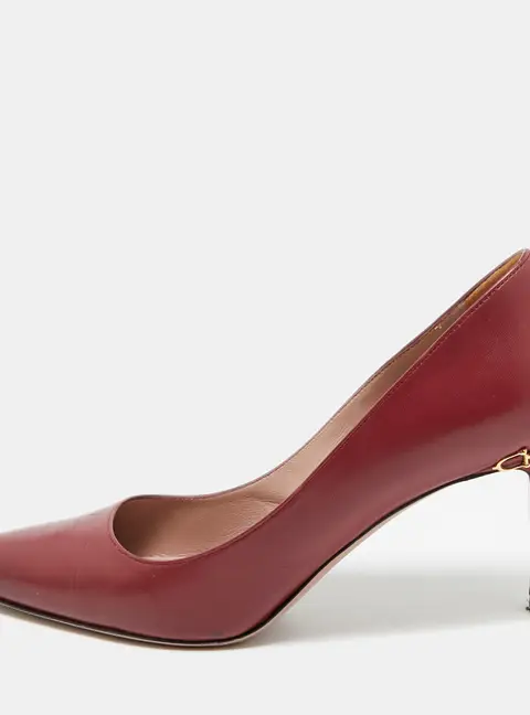 Gucci Elizabeth Size 39.5 Burgundy Leather Pumps