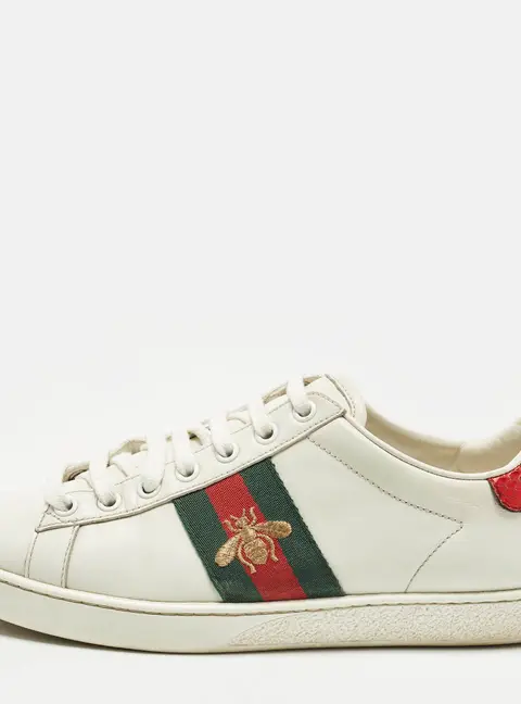 Gucci Ace Size 37 White Leather Low Top Sneakers