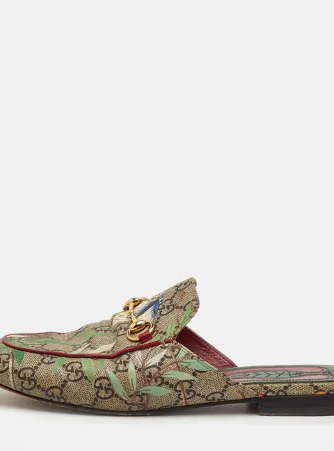 Gucci Princetown Size 39 Multicolor GG Supreme Canvas Tian Print Flat Mules