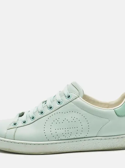 Gucci GG Ace Size 36.5 Green Leather Low Top Sneakers