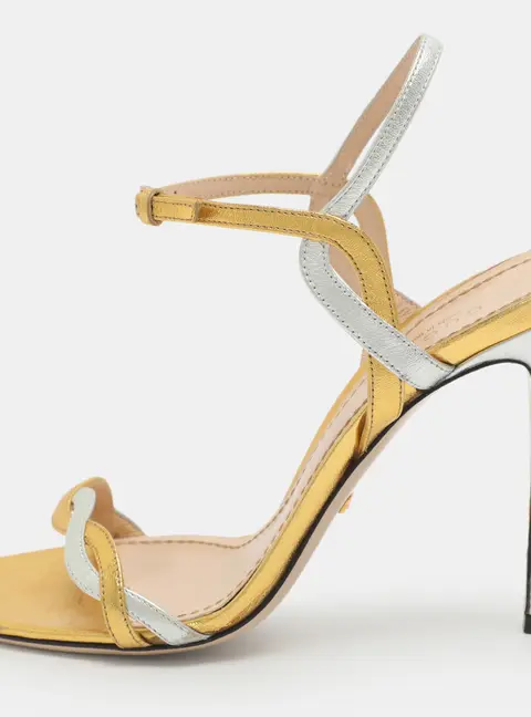 Gucci Size 37 Metallic Leather Ankle Strap Sandals