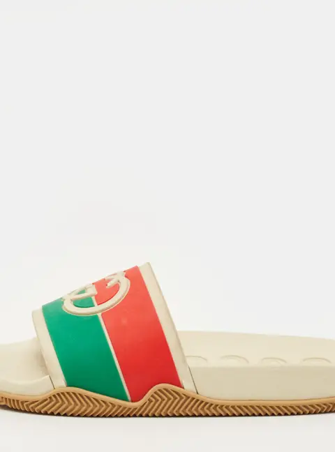 Gucci GG Web Size 37 Multicolor Rubber Pool Slides