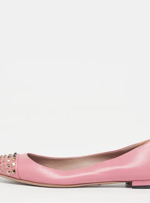 Gucci Coline Size 36.5 Pink Leather Studded Ballet Flats