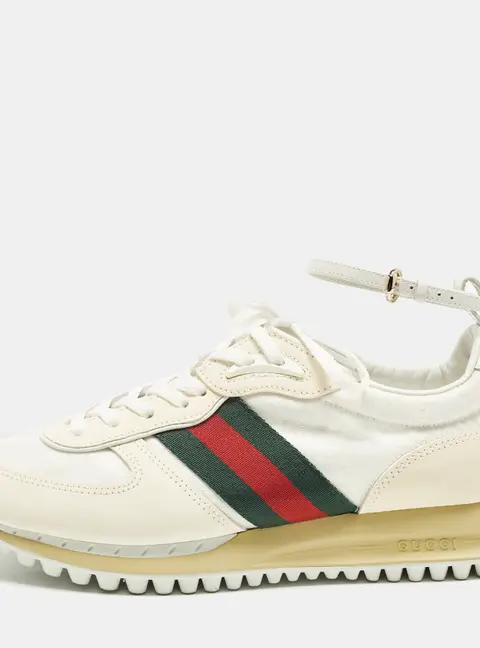 Gucci Nora Remotion Size 36 Cream/White GG Canvas and Suede Sneakers