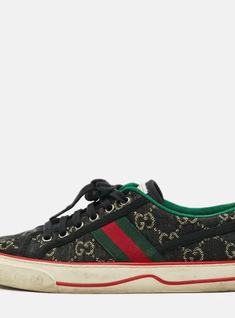 Gucci Tennis 1977 Size 37 Navy Blue Denim Low Top Sneakers