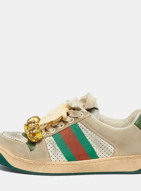 Gucci Screener Size 34 Multicolor Nubuck Leather Low Top Sneakers